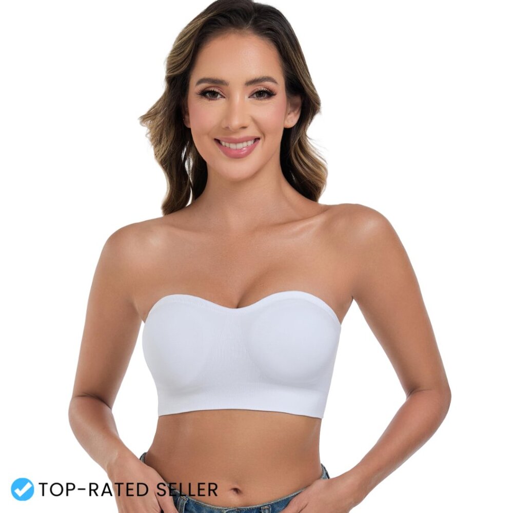 Strapless Bralette Seamless Padded Bandeau Bra Wirefree Non-Slip Chic